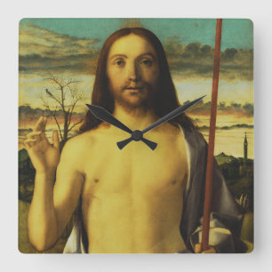 Reloj Cuadrado Cristo bendiciendo por Giovanni Bellini  
