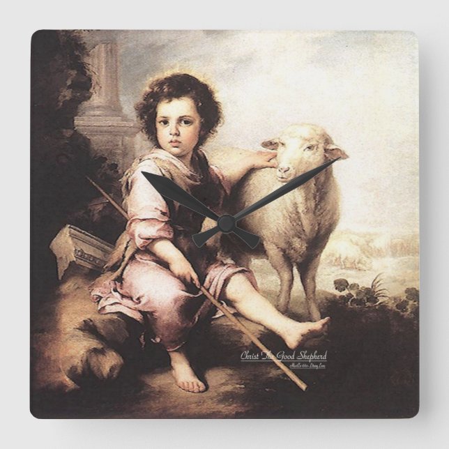 Reloj Cuadrado Cristo El Buen Pastor (Anverso)