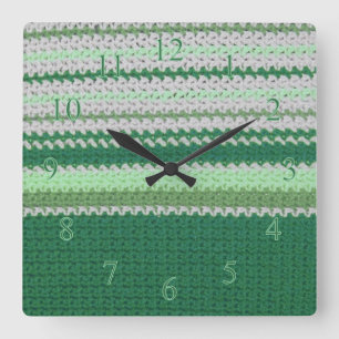 Reloj Cuadrado Crochet pattern - Green stripes