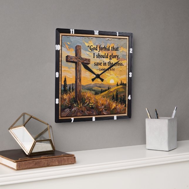 Reloj Cuadrado Cross of Light: Sunset Glory (Oficina)