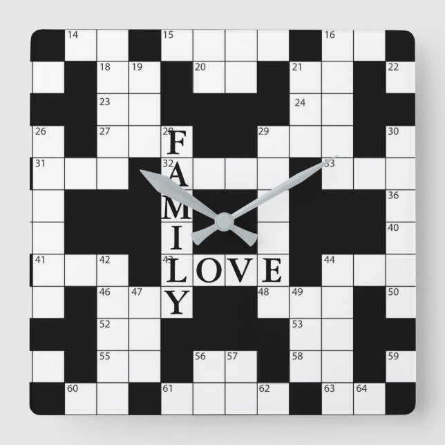 Reloj Cuadrado Crossword Puzzle Family Love (Anverso)