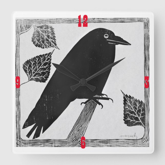 Reloj Cuadrado Crow design Clock (Anverso)
