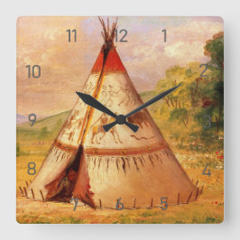 Reloj Cuadrado Crow Teepee Wigwam, George Catlin Art