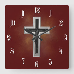 Reloj Cuadrado Crucifijo