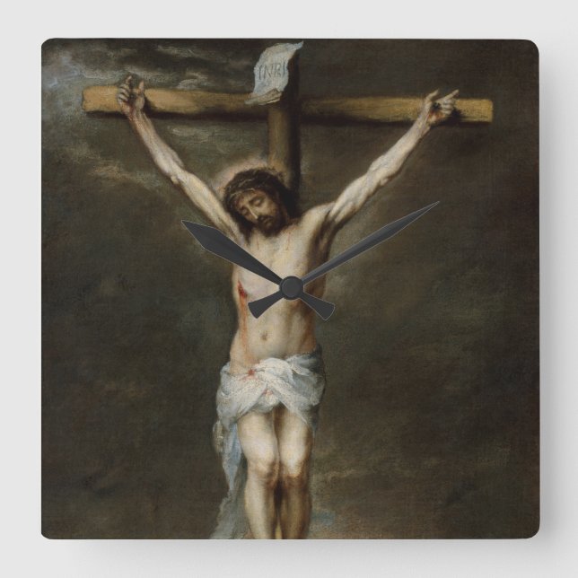 Reloj Cuadrado Crucifixion of Jesus Wall Clock (Anverso)