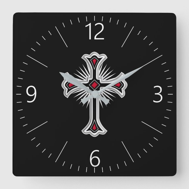 Reloj Cuadrado Cruz cristiana (Anverso)