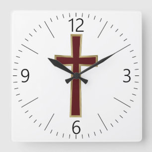 Reloj Cuadrado Cruz cristiana