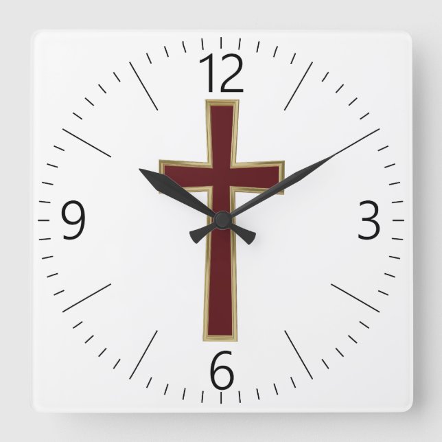 Reloj Cuadrado Cruz cristiana (Anverso)