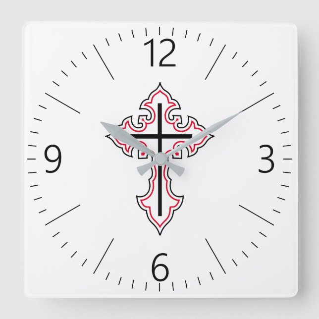 Reloj Cuadrado Cruz cristiana (Anverso)