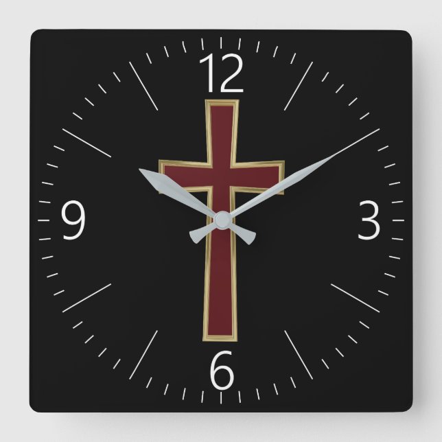 Reloj Cuadrado Cruz cristiana (Anverso)