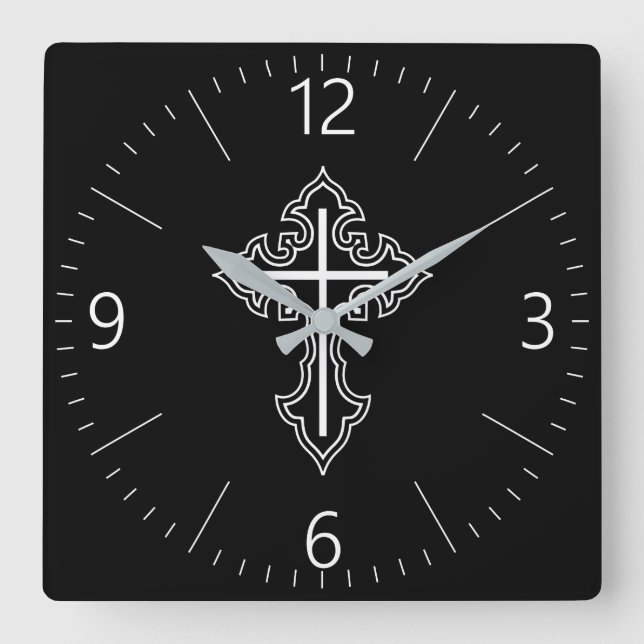 Reloj Cuadrado Cruz cristiana (Anverso)