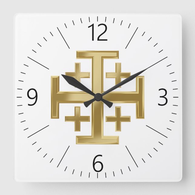 Reloj Cuadrado Cruz cristiana (Anverso)