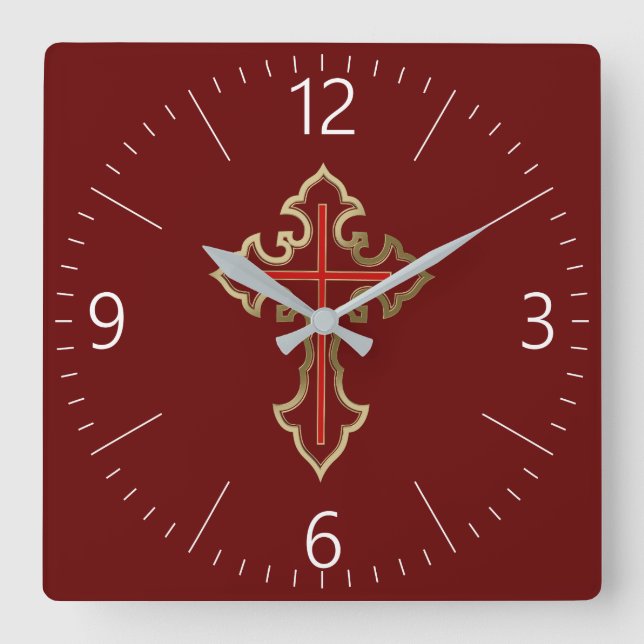Reloj Cuadrado Cruz cristiana (Anverso)