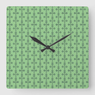 Reloj Cuadrado Cruz Cristiana Clásica Arte Minimalista Fino