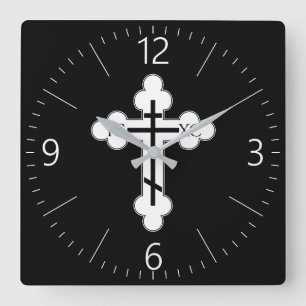 Reloj Cuadrado Cruz ortodoxa