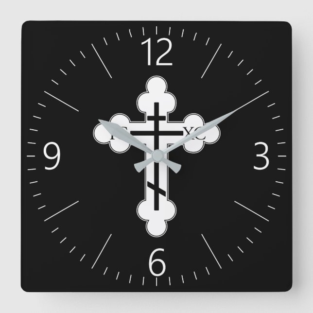 Reloj Cuadrado Cruz ortodoxa (Anverso)