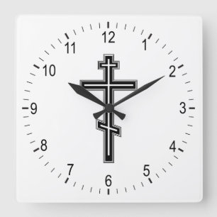 Reloj Cuadrado Cruz ortodoxa