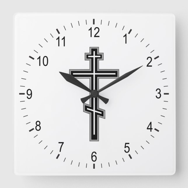 Reloj Cuadrado Cruz ortodoxa (Anverso)