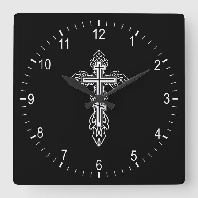 Reloj Cuadrado Cruz ortodoxa (Anverso)