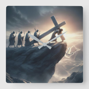 Reloj Cuadrado Cruzar como una carga - Llevar tu cruz