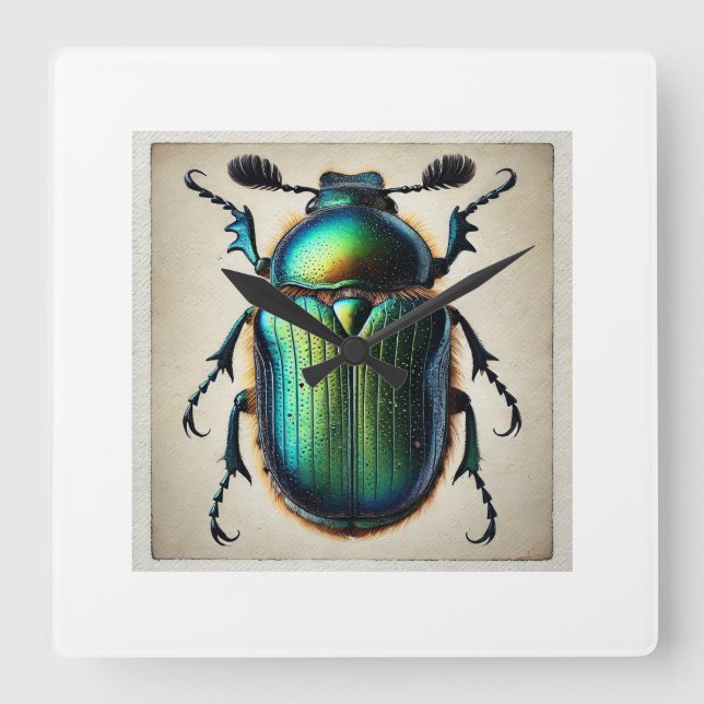 Reloj Cuadrado Ctenicera beetle in watercolor and ink 290824IREF2 (Anverso)