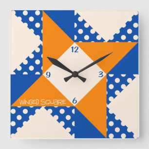 Reloj Cuadrado Cuadrado alado - Azul y Naranja