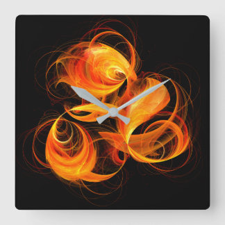 Reloj Cuadrado Cuadrado de arte abstracto de bola de fuego