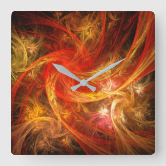 Reloj Cuadrado Cuadrado de arte abstracto de Firestorm