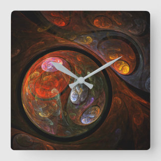 Reloj Cuadrado Cuadrado de arte de resumen de conexión fluida