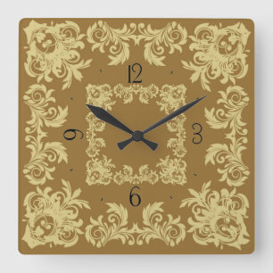 Reloj Cuadrado Cuadrado del café dorado