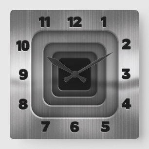 Reloj Cuadrado Cuadrados de acero concéntricos