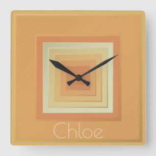 Reloj Cuadrado Cuadrados geométricos vintage (amarillos suaves y