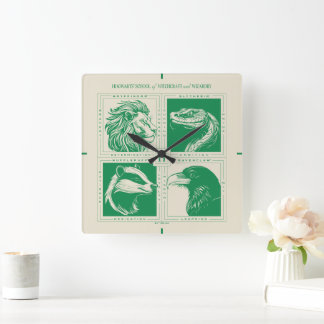 Reloj Cuadrado Cuadrícula de animales domésticos HOGWARTS™