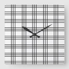 Reloj Cuadrado Cuadrícula moderna en blanco y negro