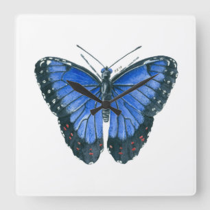 Reloj Cuadrado Cuadros de acuarela de morfo azul