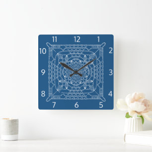 Reloj Cuadrado Cuadros de pared cuadrados de la gráfica azul clás
