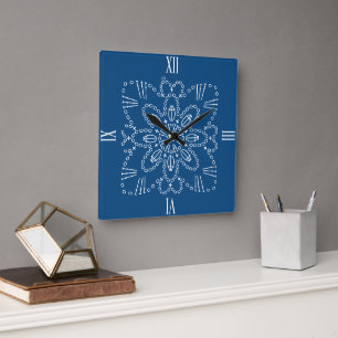 Reloj Cuadrado Cuadros de pared cuadrados de la gráfica azul clás