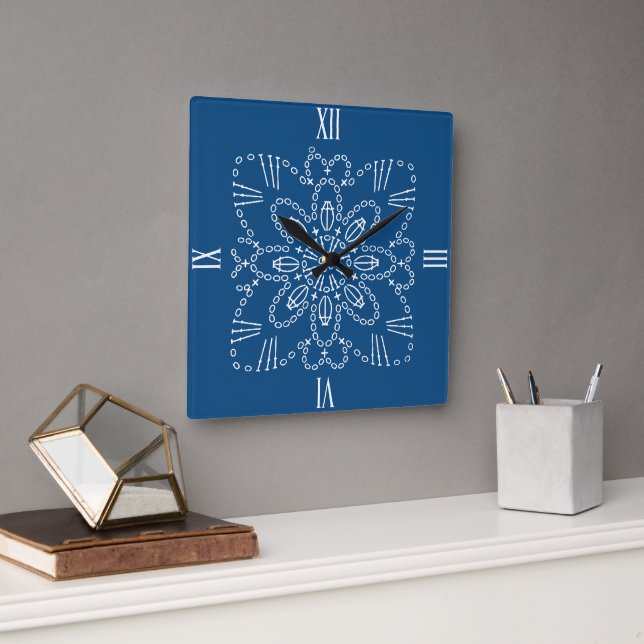 Reloj Cuadrado Cuadros de pared cuadrados de la gráfica azul clás (Oficina)