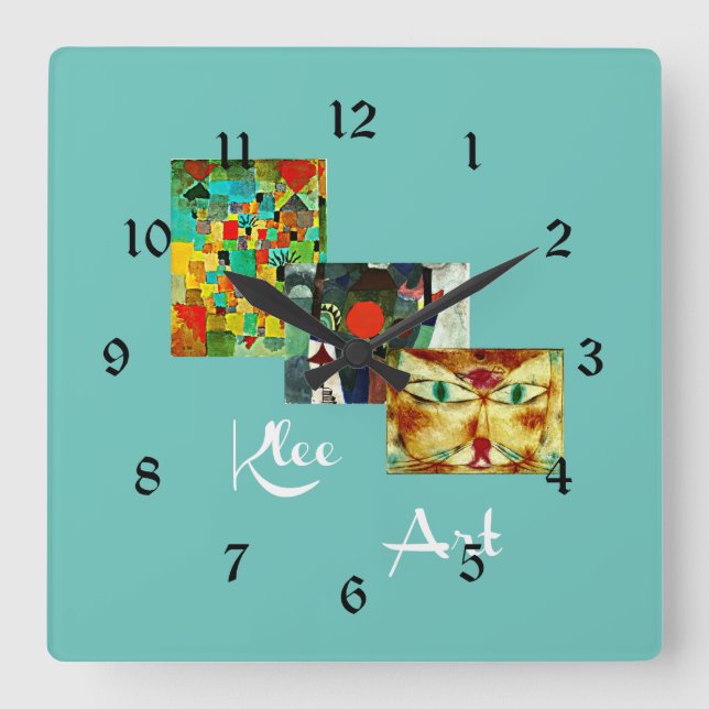 Reloj Cuadrado Cuadros famosos de Paul Klee (Anverso)