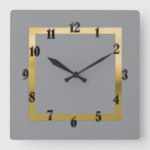 Reloj Cuadrado Cualquier color con borde dorado