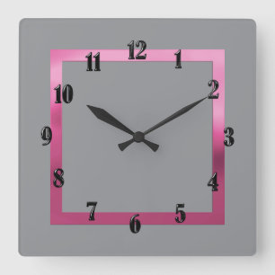 Reloj Cuadrado Cualquier color con borde rosado