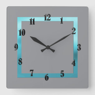 Reloj Cuadrado Cualquier color con borde turquesa