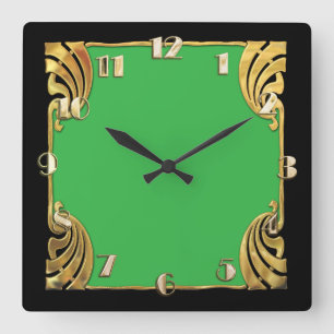Reloj Cuadrado Cualquier color con el diseño de oro del Art Decó