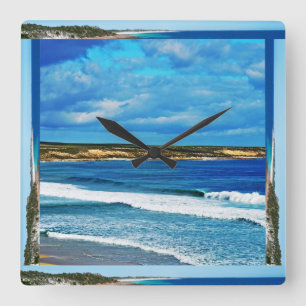 Reloj Cuadrado Cuando Llegan Las Olas De La Playa,