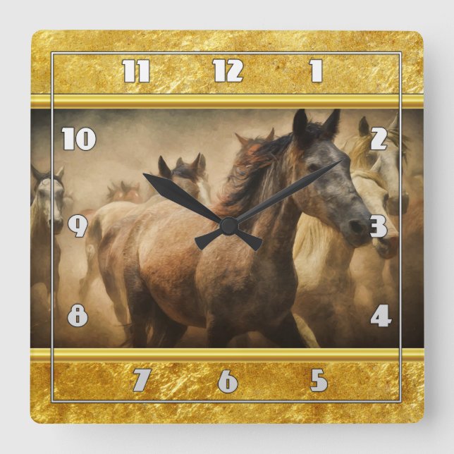 Reloj Cuadrado Cuartel Americano de Caballo con diseño de Relieve (Anverso)