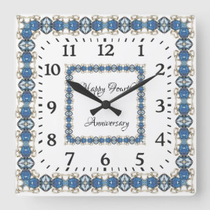 Reloj Cuadrado Cuarto aniversario de Boda de Topaz Azul