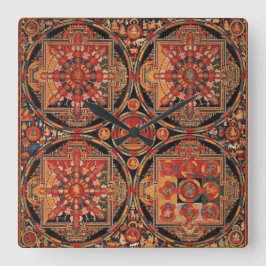 Reloj Cuadrado Cuatro Mandalas