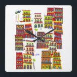 Reloj Cuadrado Cuba de La Habana<br><div class="desc">Arte urbano contemporáneo moderno basado en La Habana,  Cuba. Colores vibrantes y detalles divertidos. Arte original de Nic Squirrell.</div>