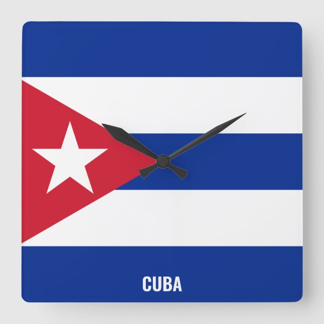 Reloj Cuadrado Cuba Flag Dazzling Patriotic (Anverso)