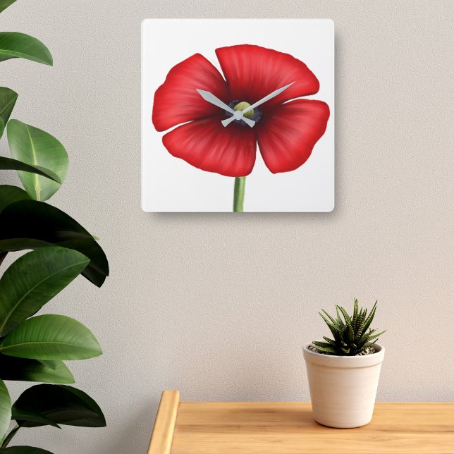 Reloj Cuadrado Cubierta de pared cuadrada de arte de la adormider (Pop a poppy clock on your wall today!)